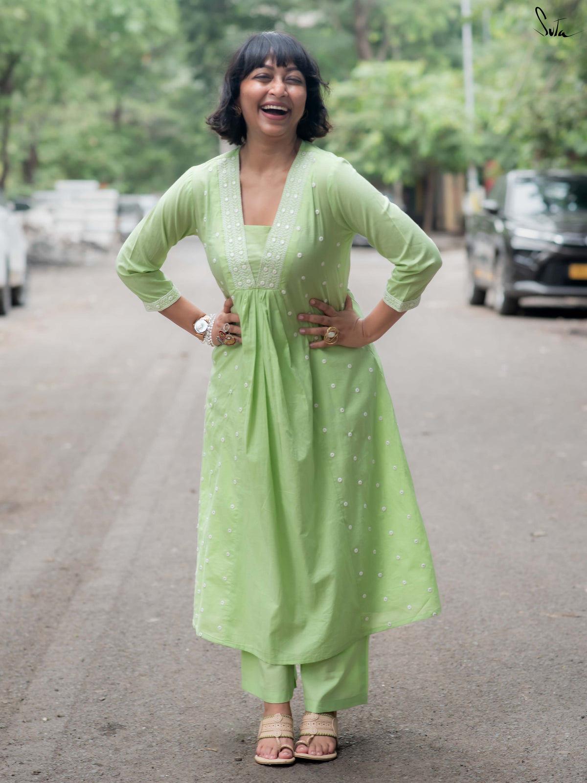 Suta Green Cotton Kurta Set