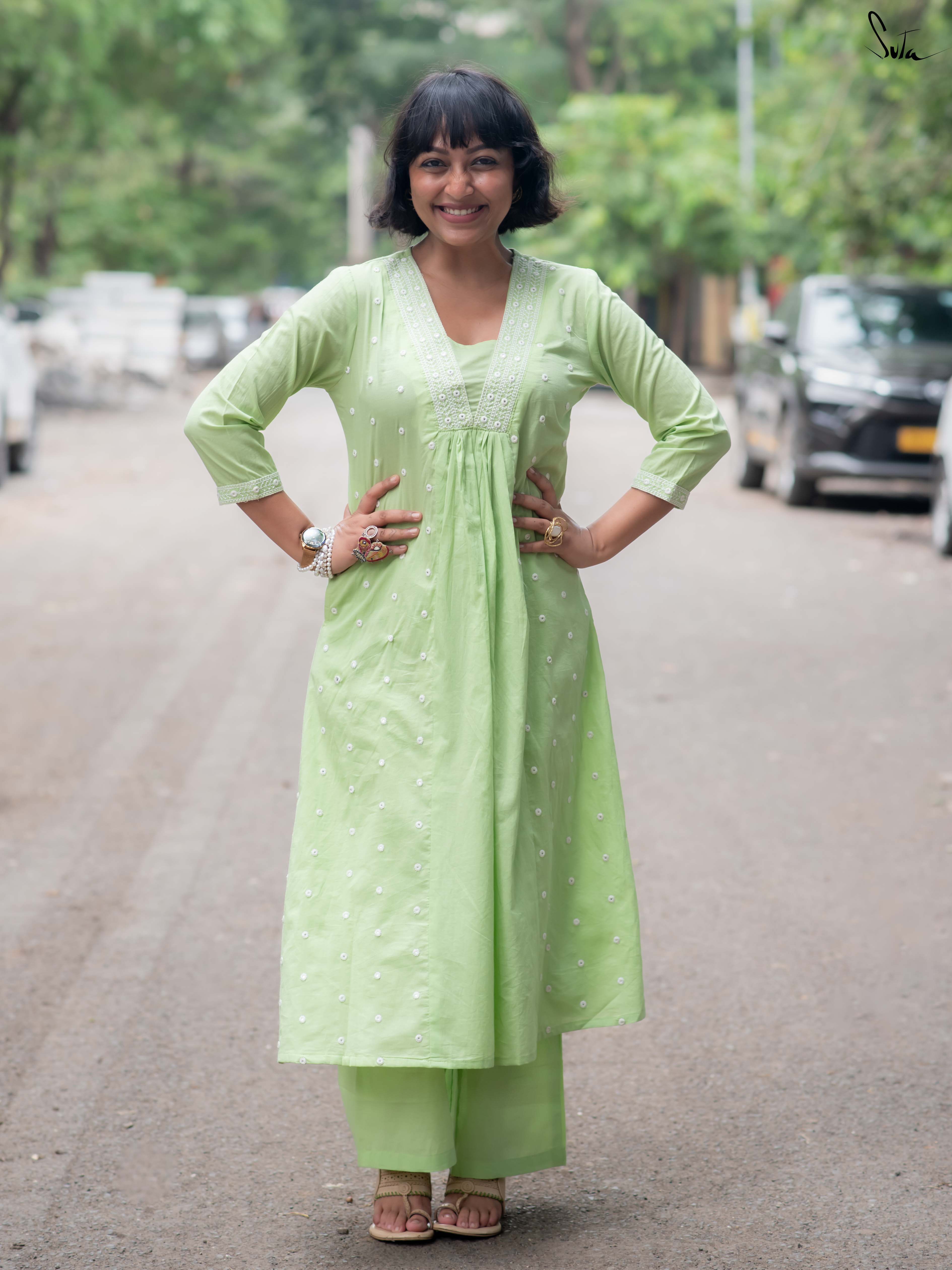 Suta Green Cotton Kurta Set