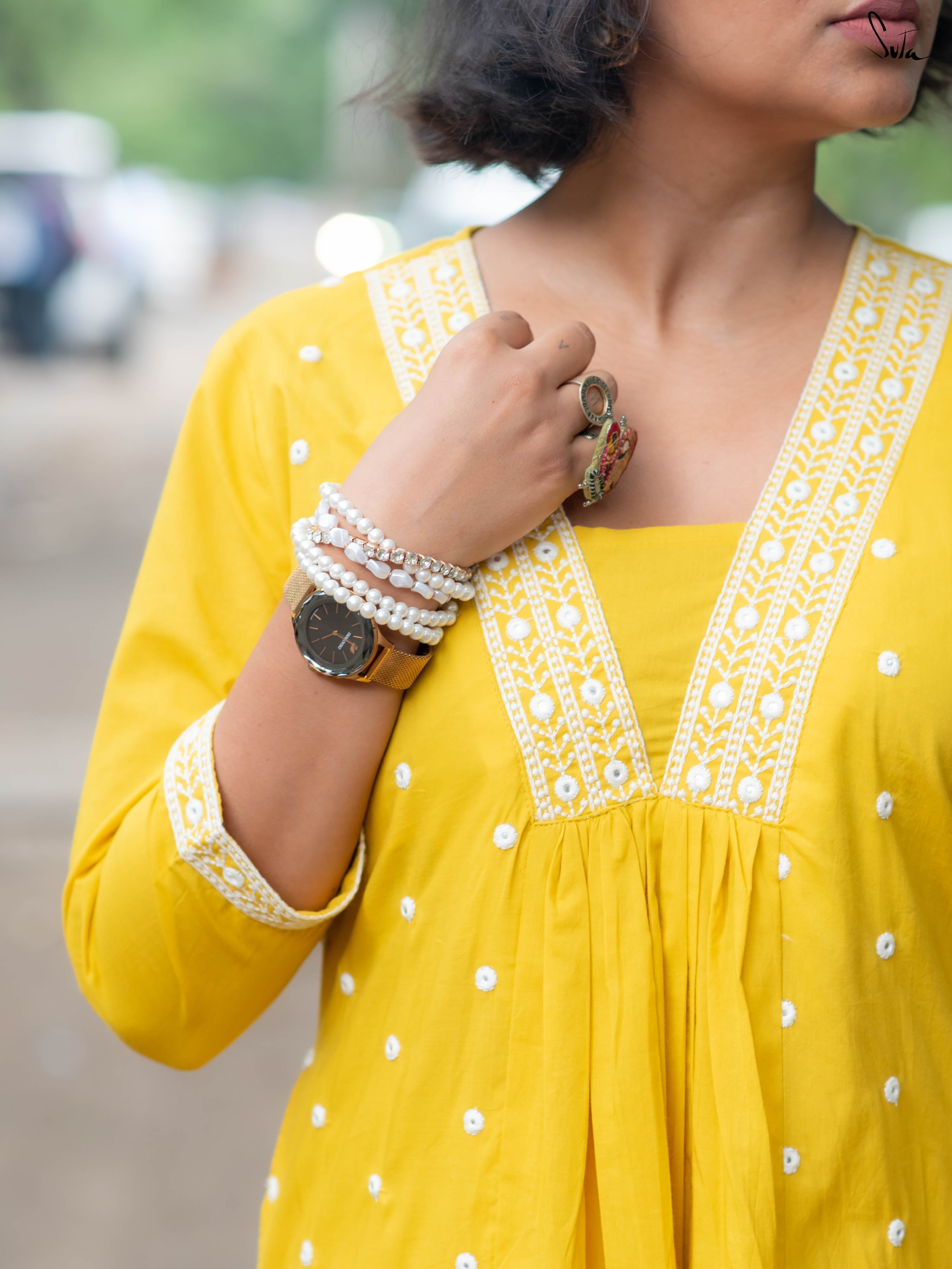 Suta Yellow Cotton Kurta Set