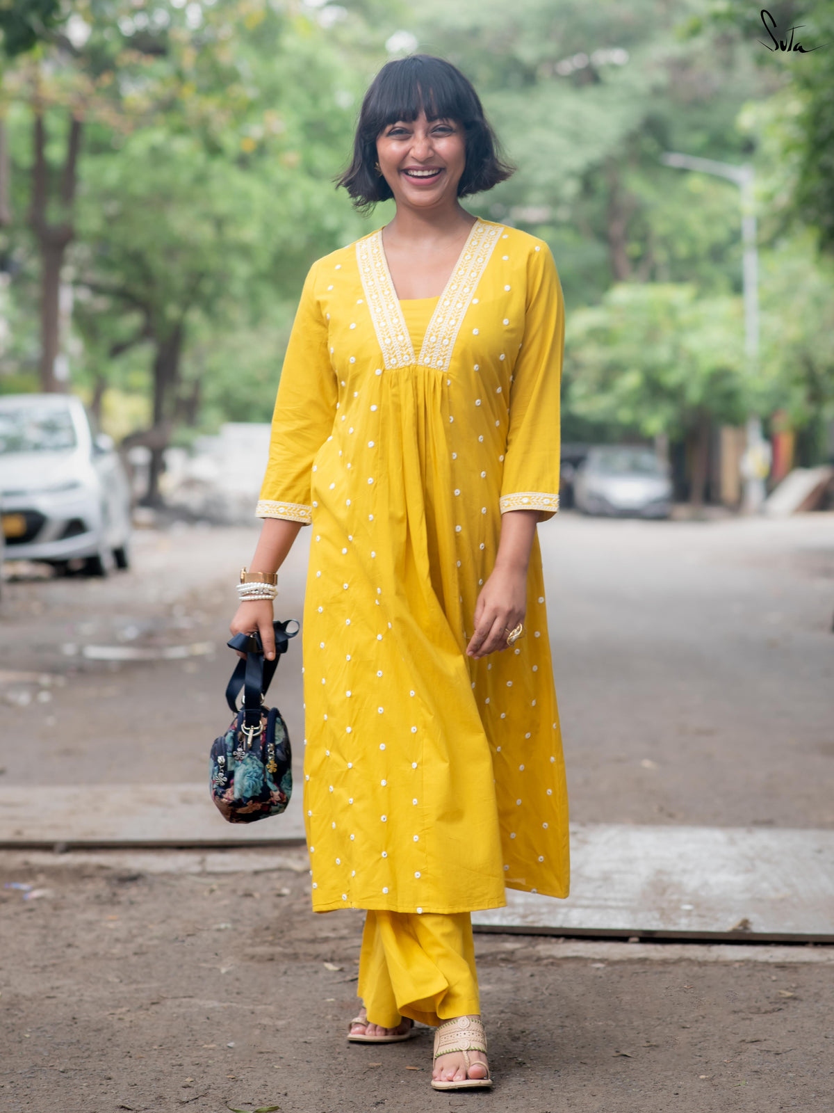 Suta Yellow Cotton Kurta Set