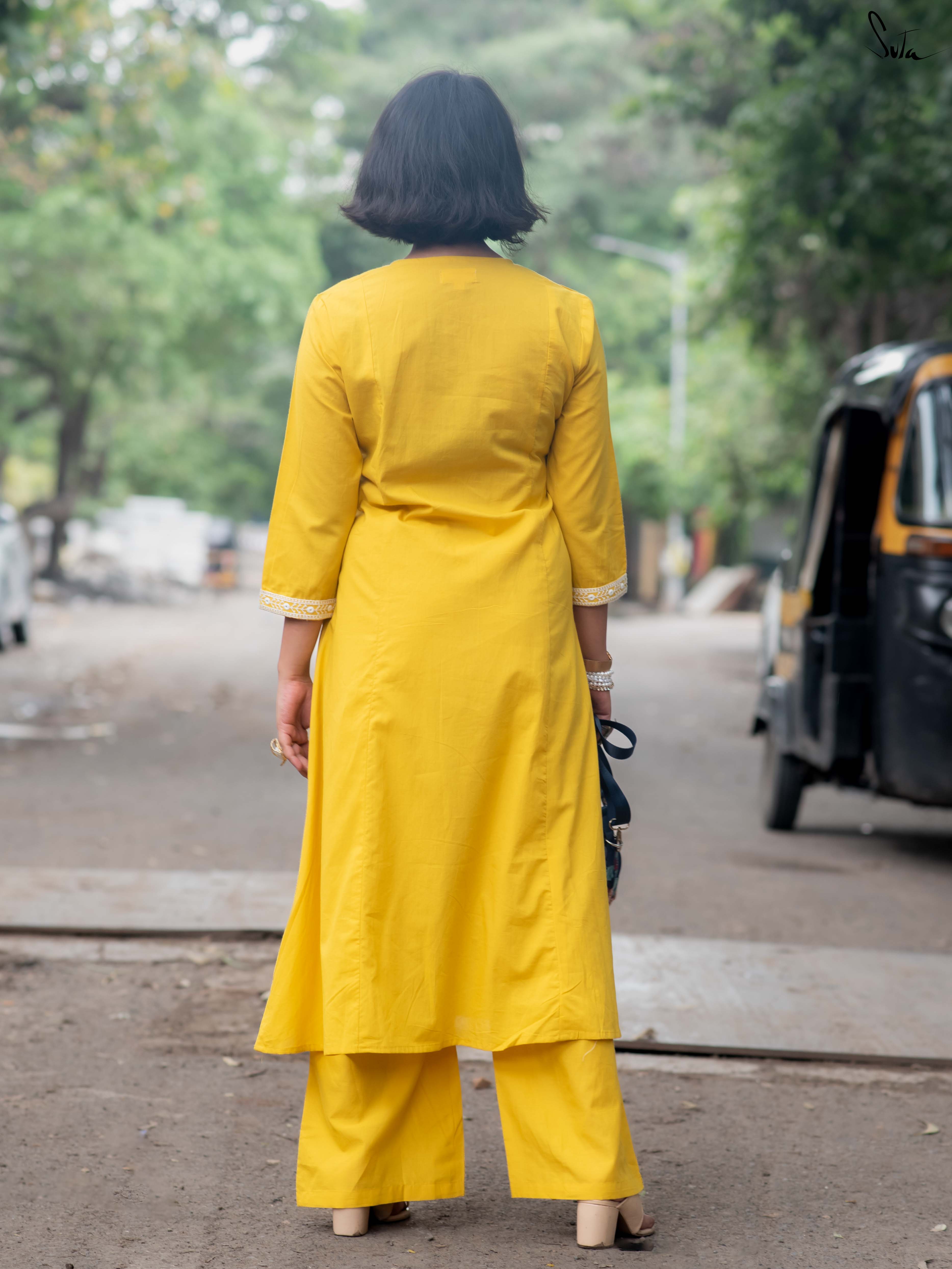 Suta Yellow Cotton Kurta Set