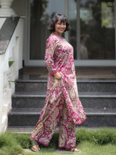 Suta Wine Cotton Kurta Set