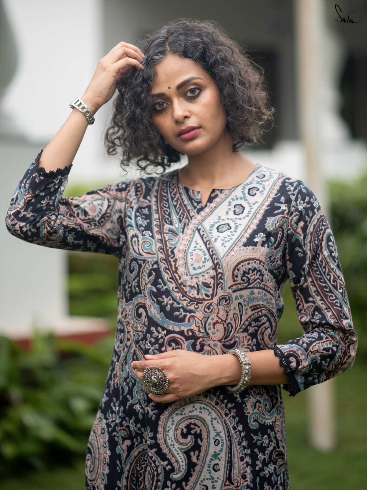Suta Black Cotton Kurta Set