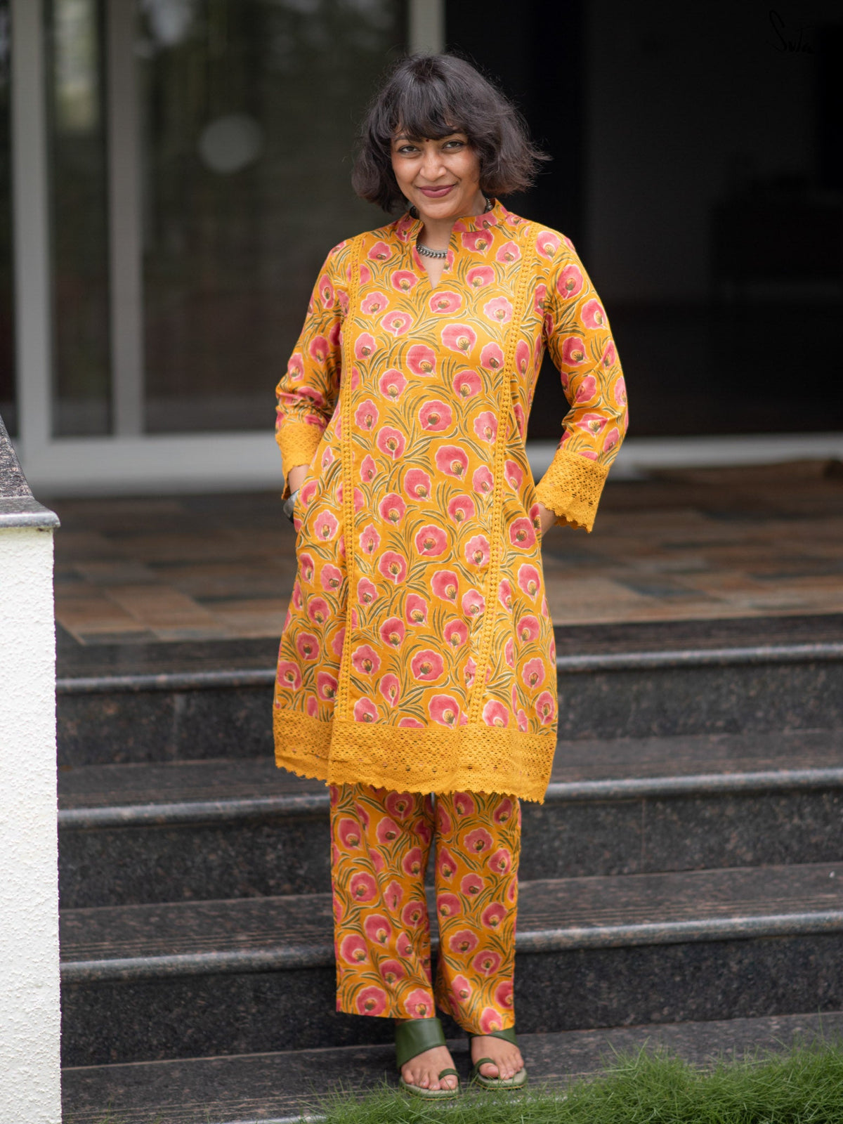 Suta Mustard Cotton Kurta Set
