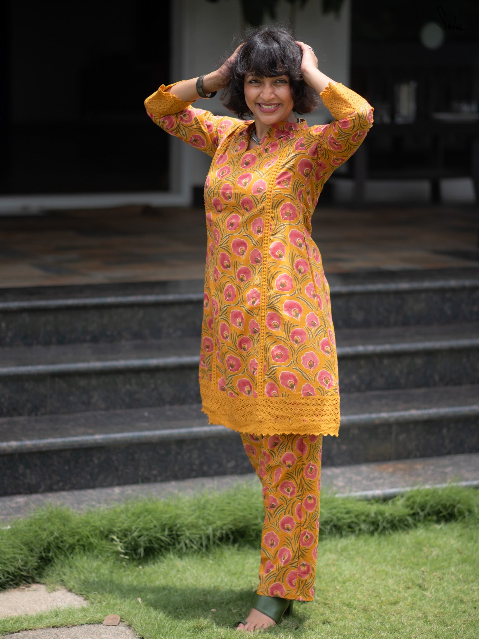 Suta Mustard Cotton Kurta Set