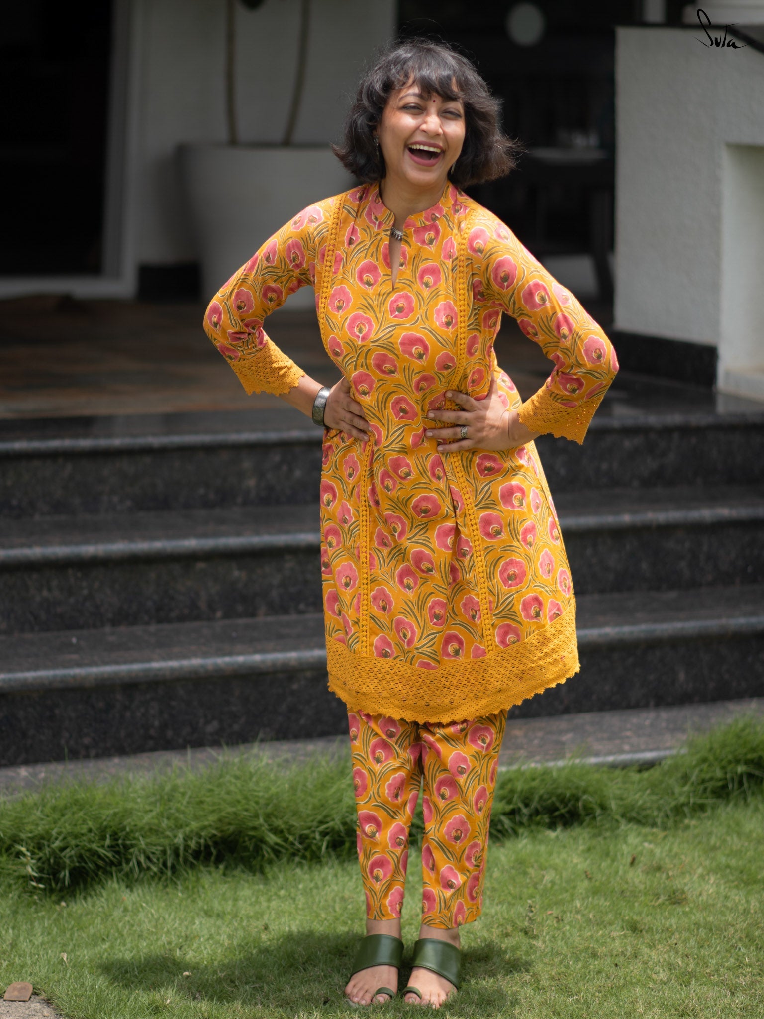 Suta Mustard Cotton Kurta Set