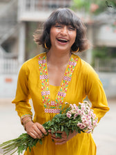 Suta Mustard Silk Kurta Set