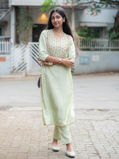 Suta Green Silk Kurta Set