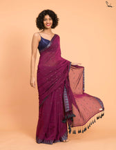 Suta Purple Grey Woven Design Cotton Blend Saree