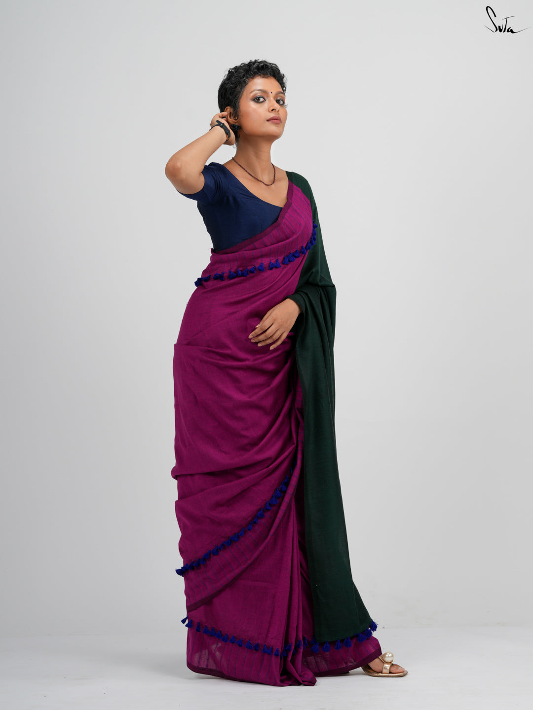 Red-Violet Crayon Saree