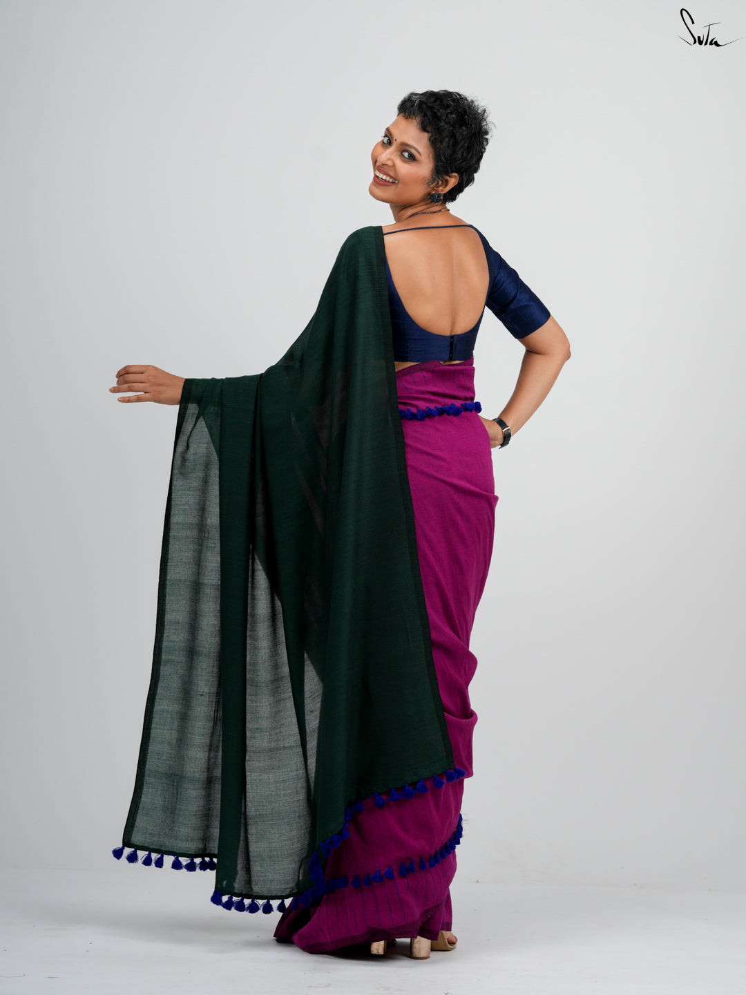 Red-Violet Crayon Saree