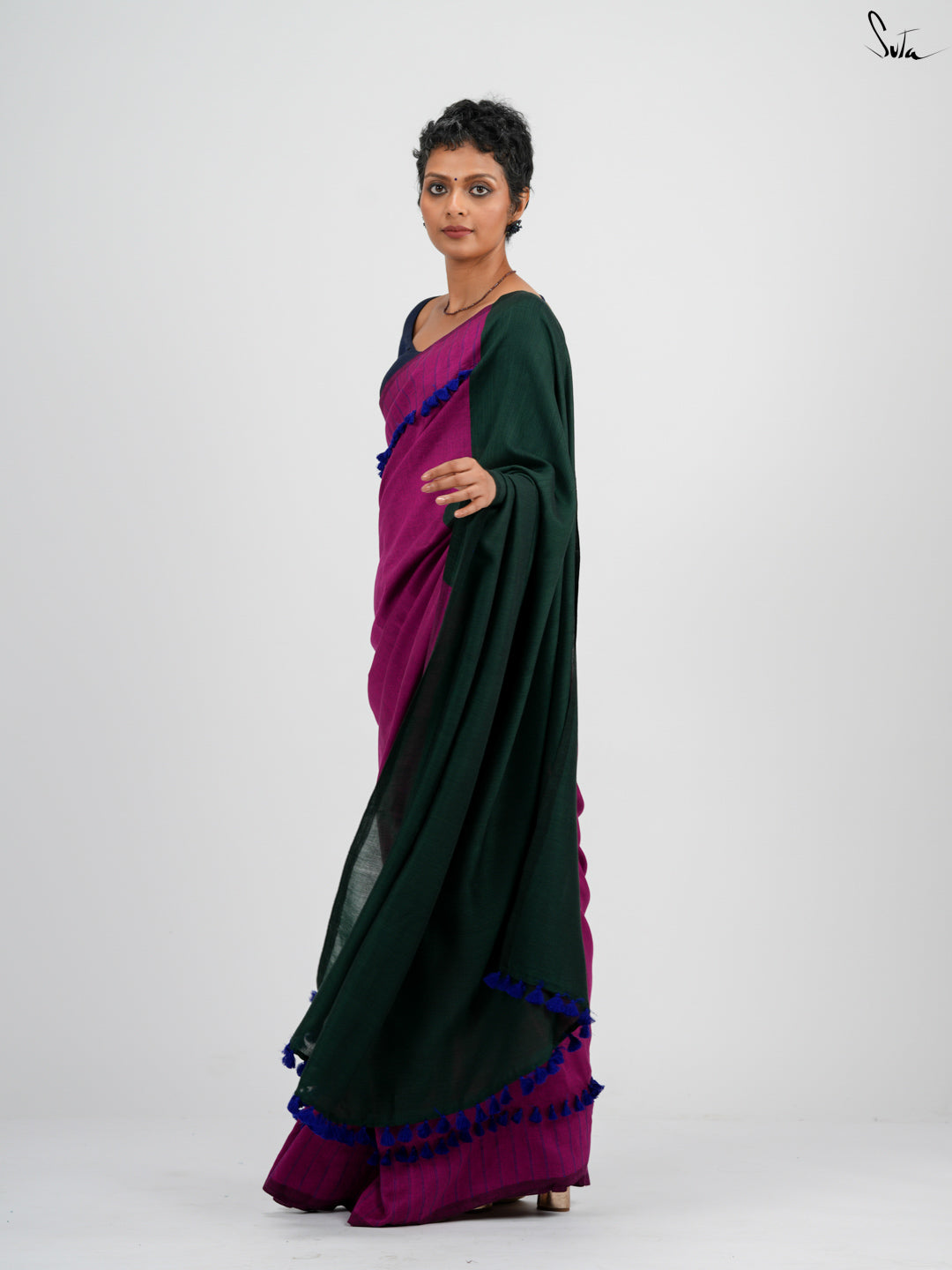 Red-Violet Crayon Saree