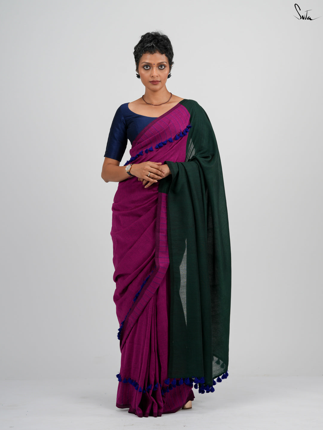 Red-Violet Crayon Saree