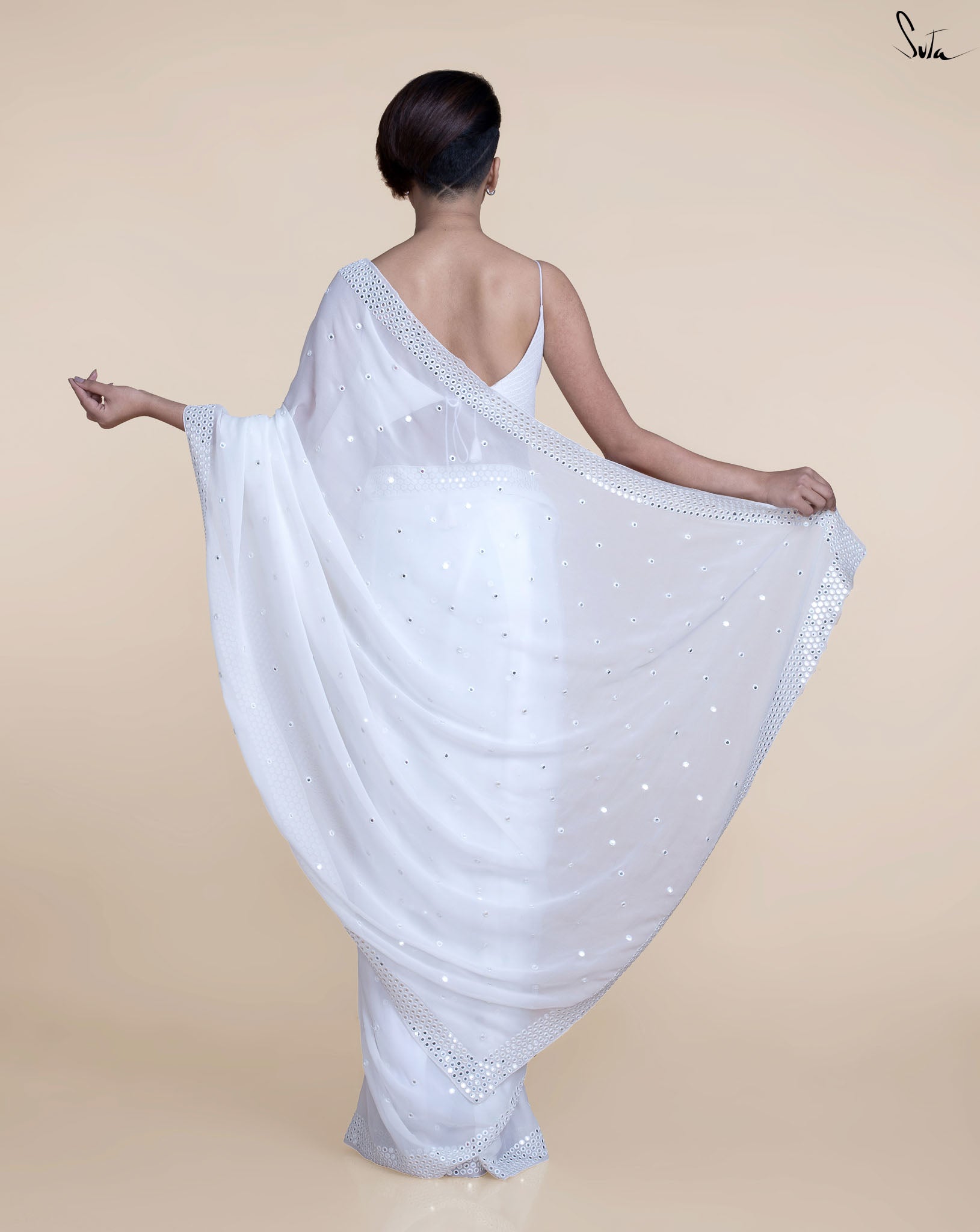 Chic White Saree