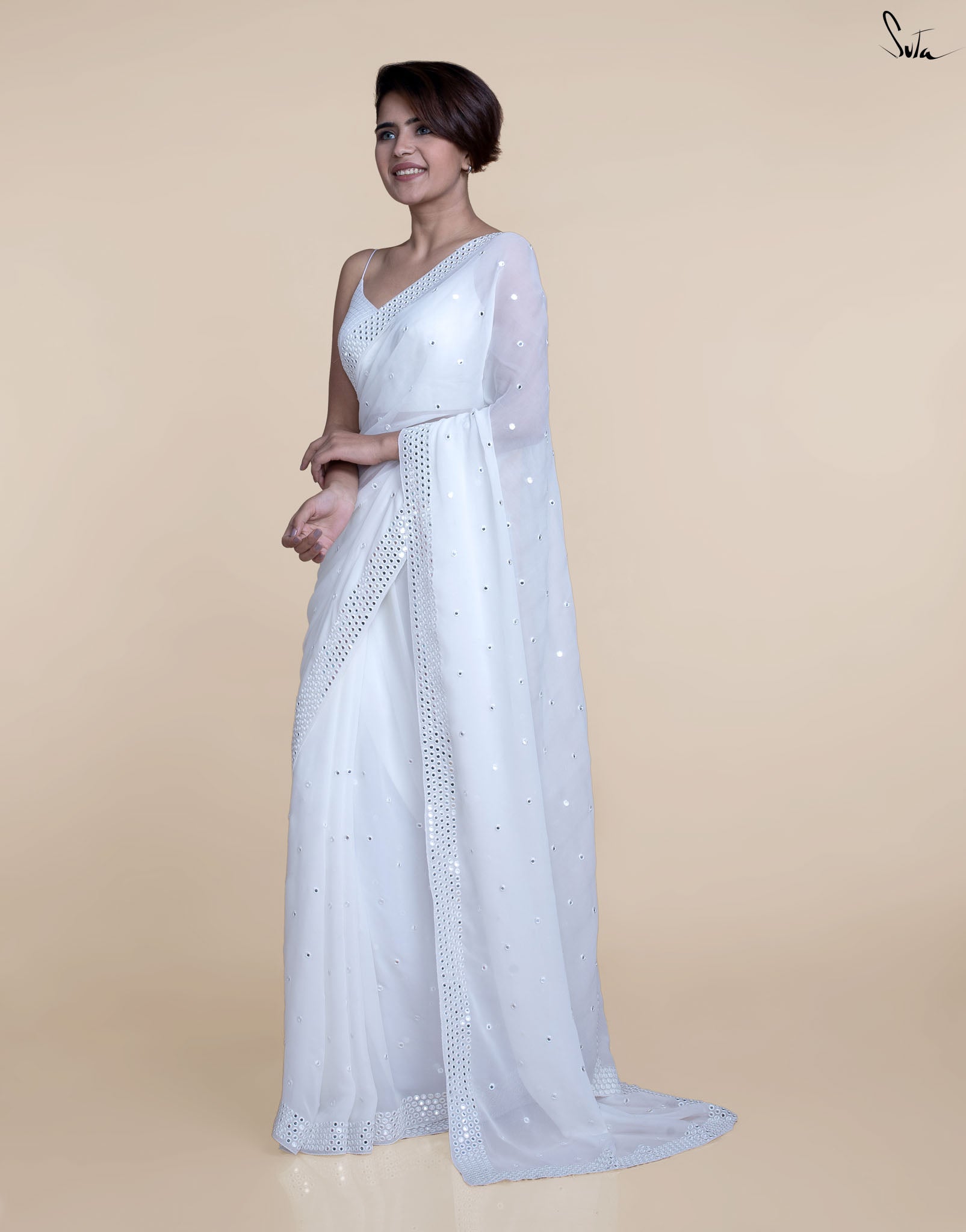 Chic White Saree