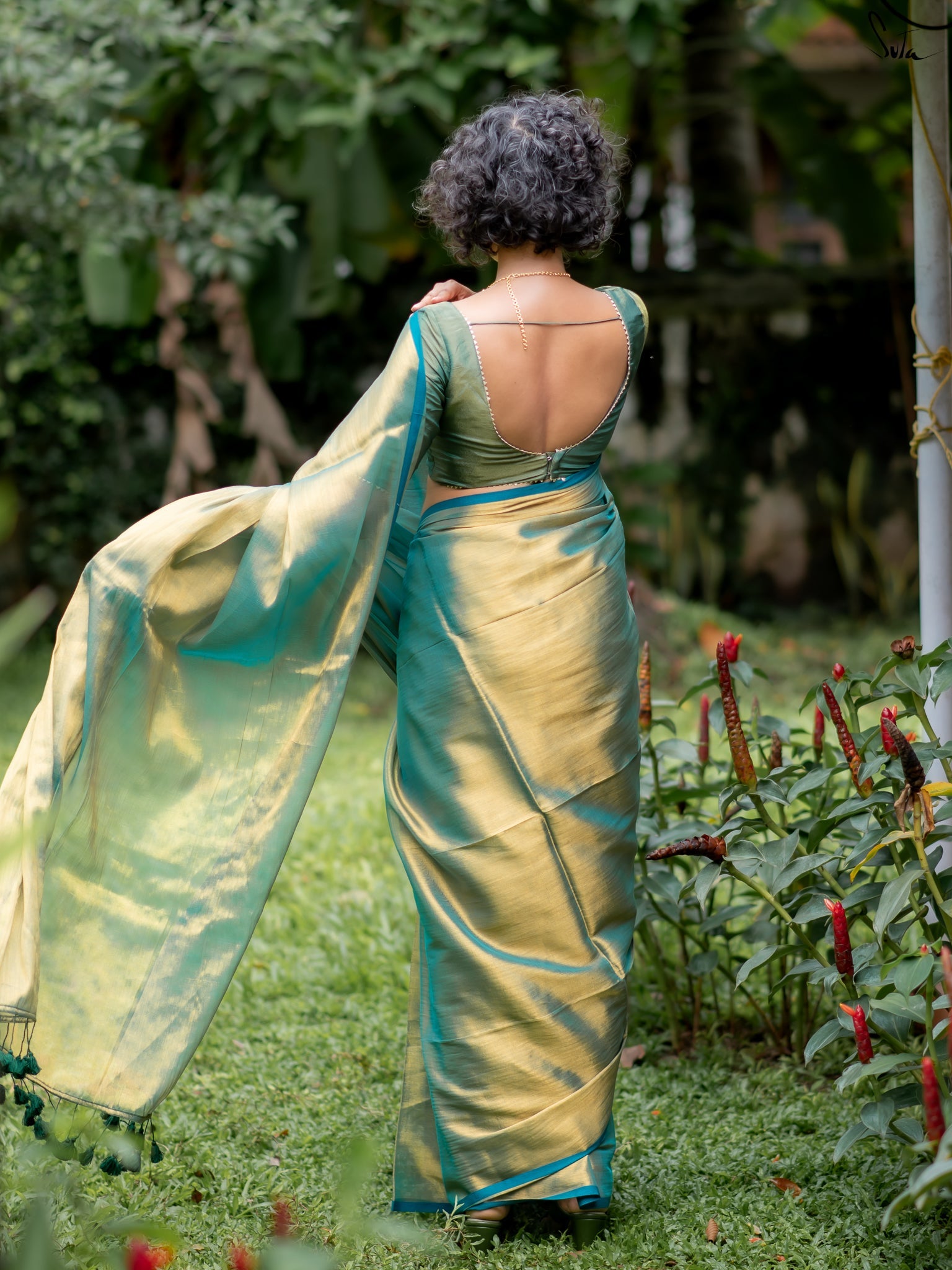 Suta Teal Tissue Saree
