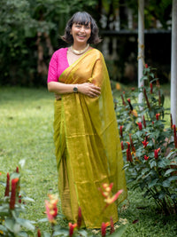 Suta Lime Green Tissue Saree