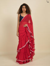 Riding The Red Ruffle Saree