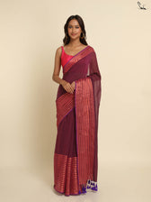 Suta Magenta Striped Zari Saree