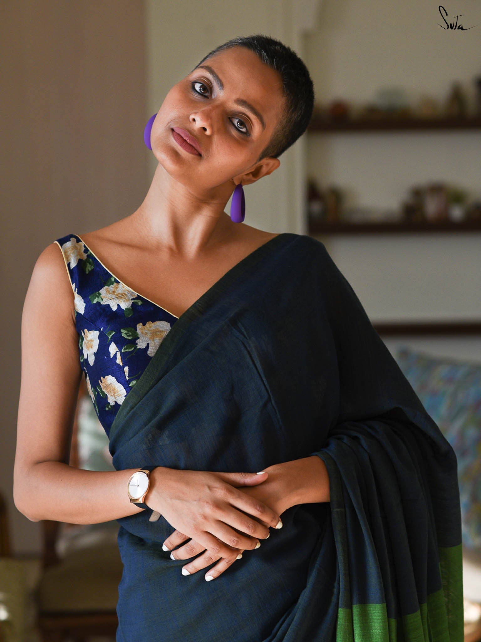 Suta Colourblocked Cotton Blend Saree