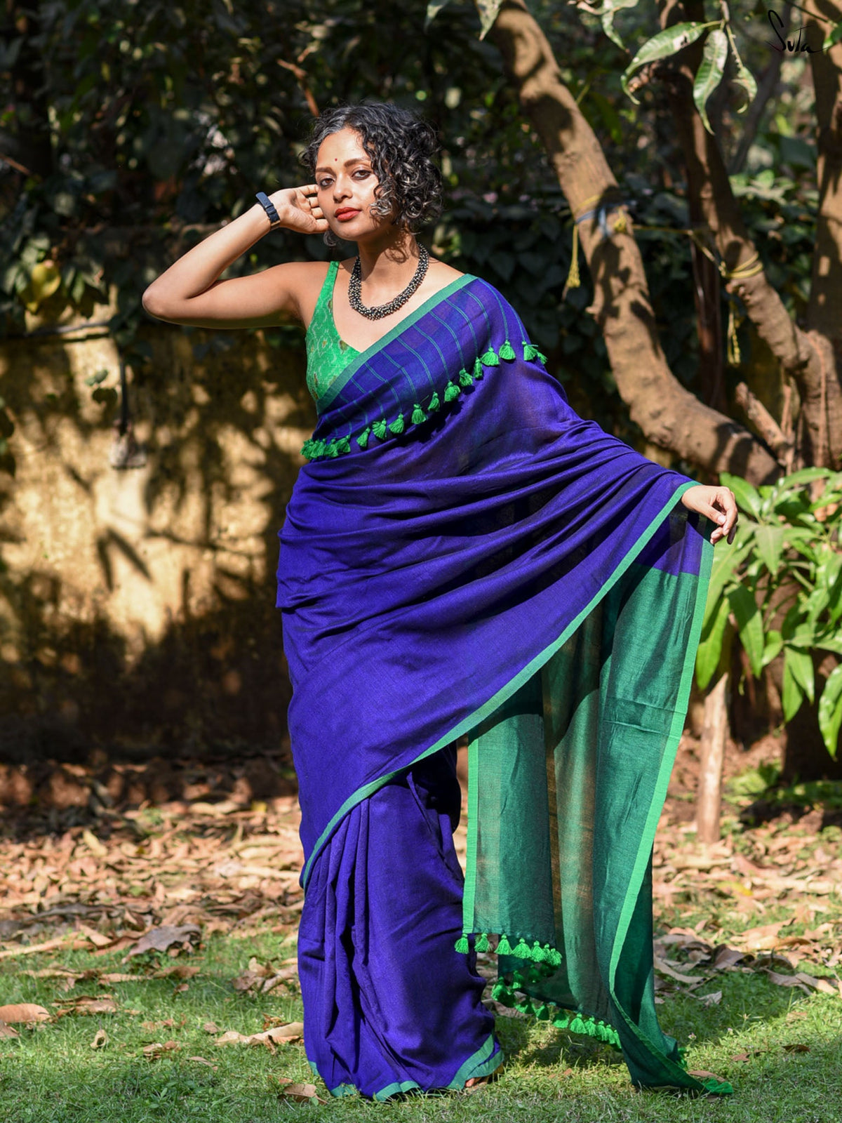 Blue Crayon Saree
