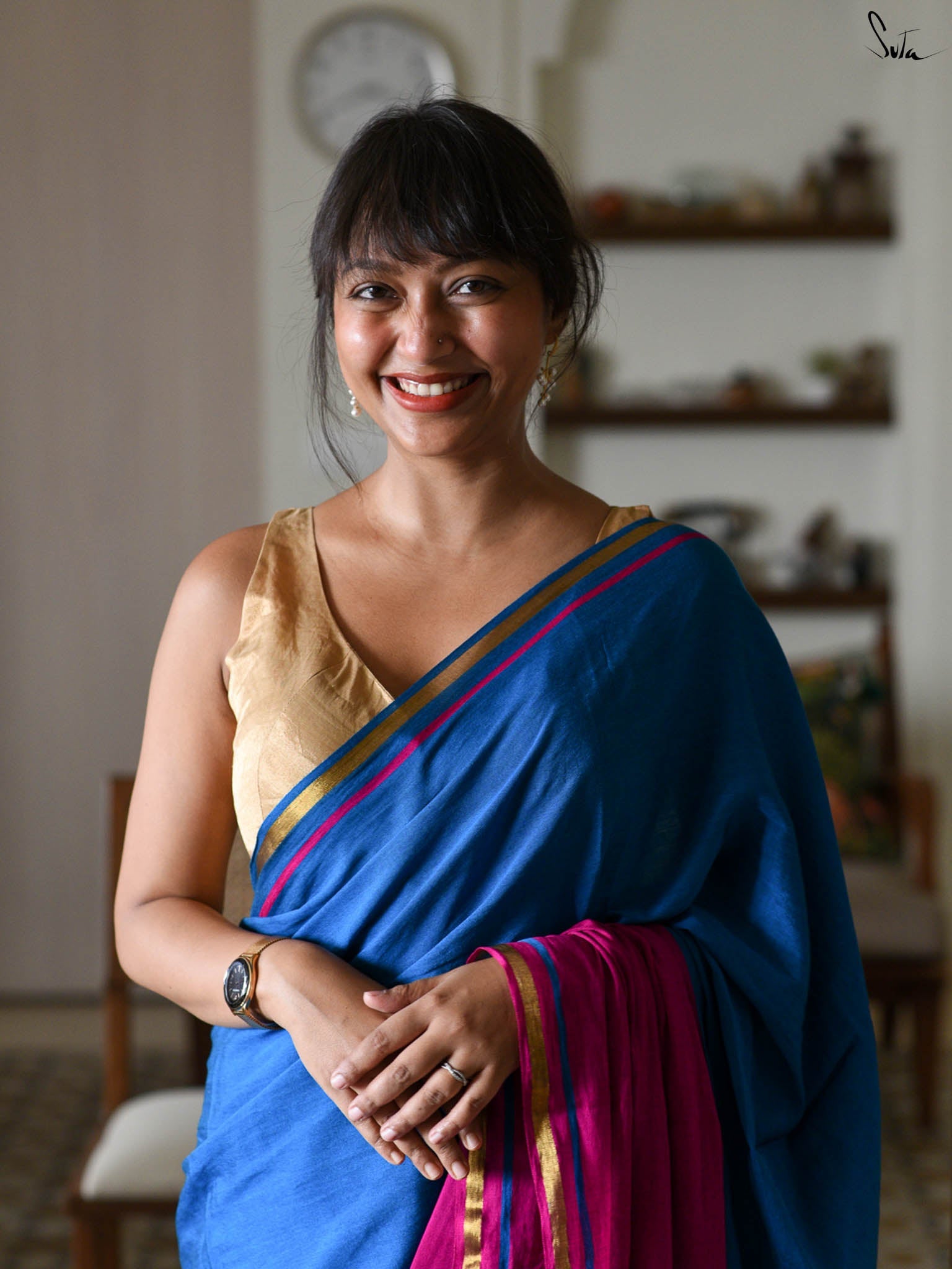 Double Trouble: Blue/Pink Saree