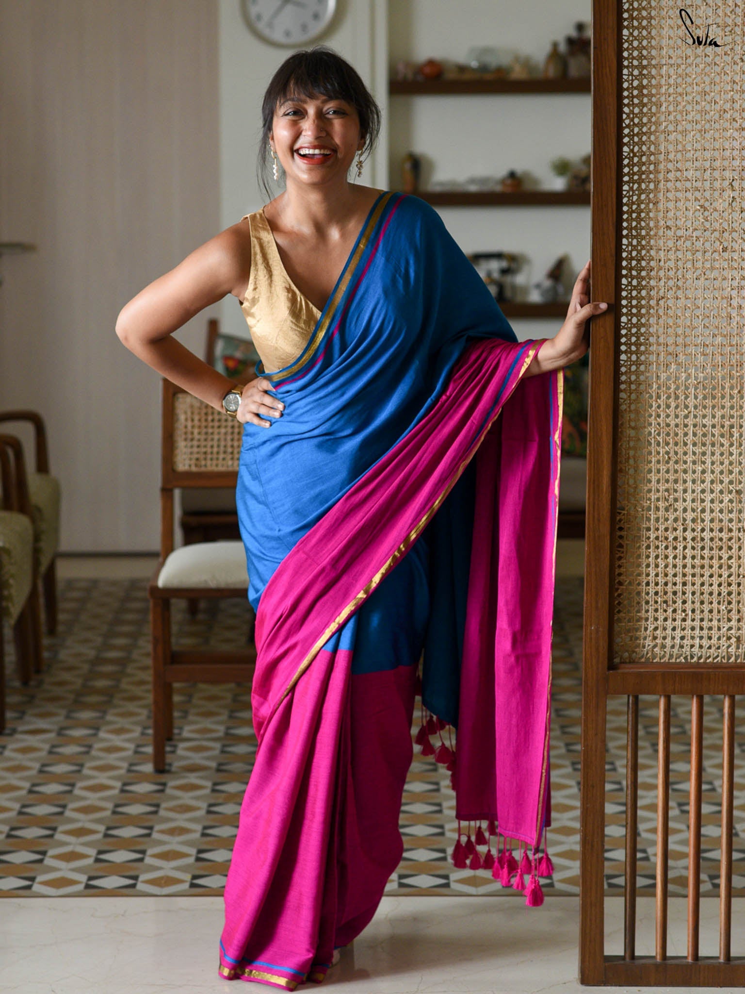 Double Trouble: Blue/Pink Saree