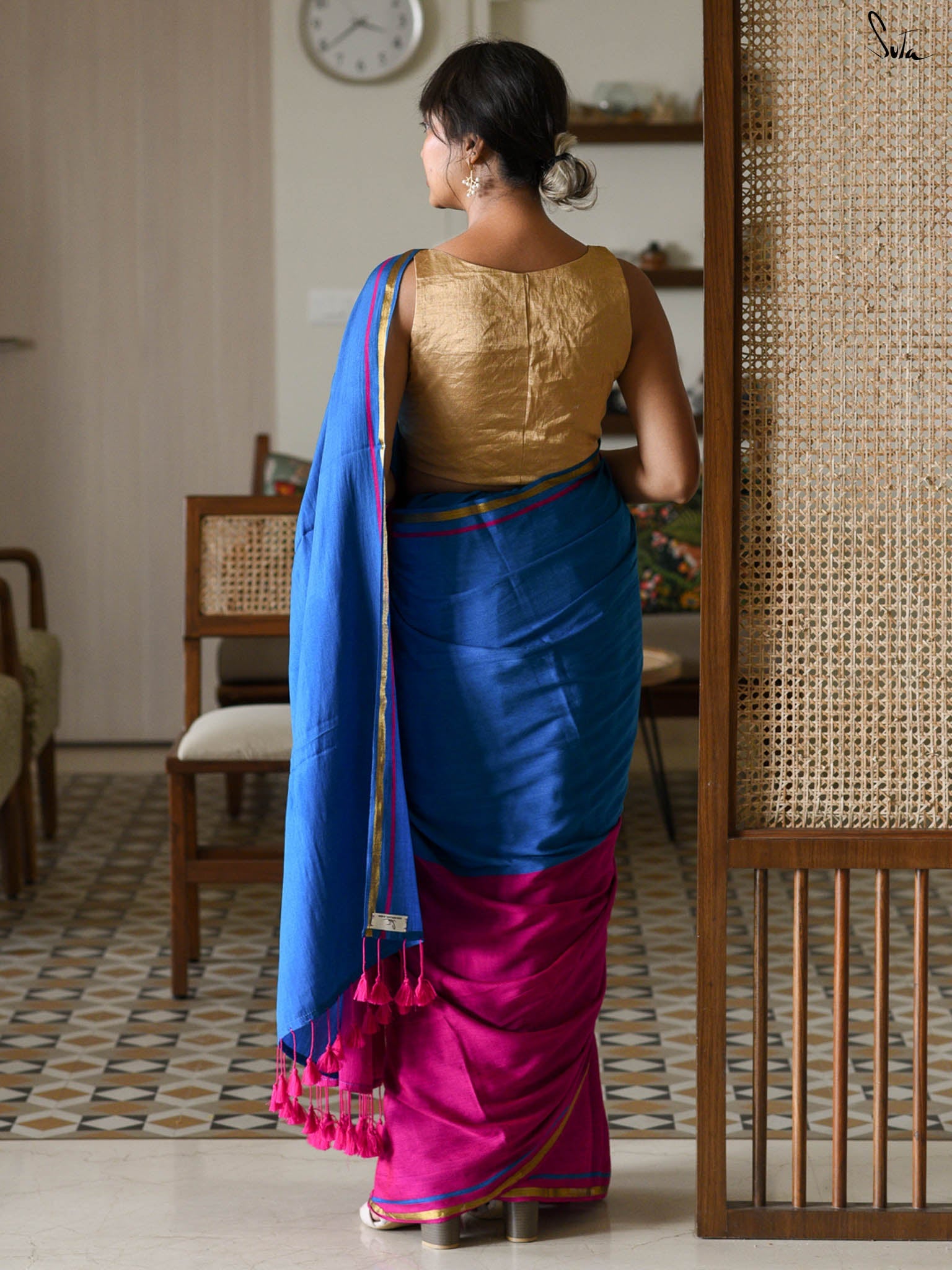 Double Trouble: Blue/Pink Saree