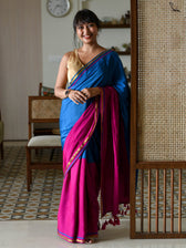 Double Trouble: Blue/Pink Saree