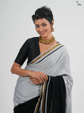Double Trouble: Black/White Saree