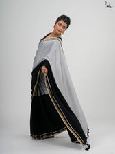 Double Trouble: Black/White Saree