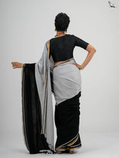 Double Trouble: Black/White Saree