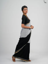 Double Trouble: Black/White Saree
