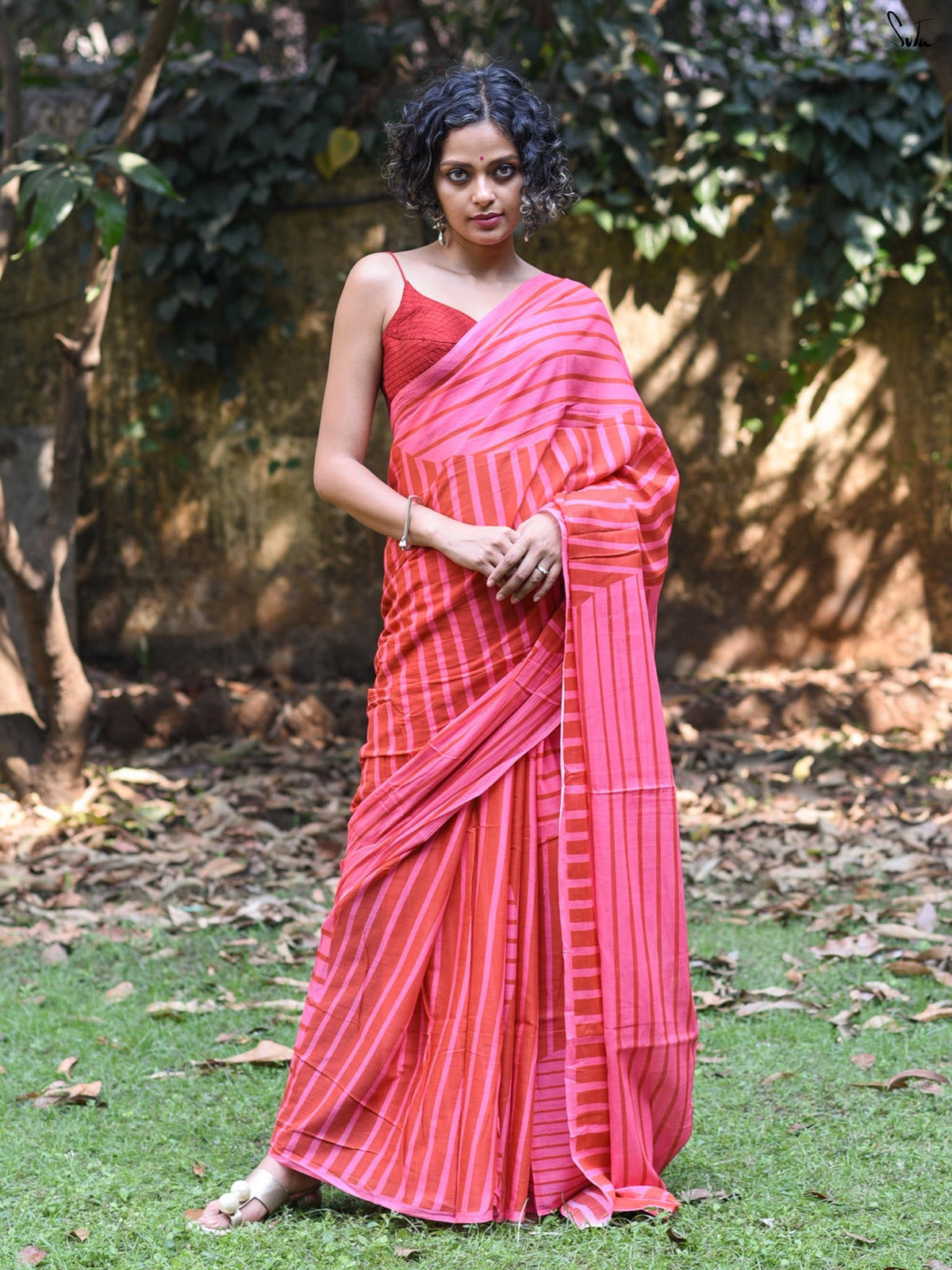 The Line Of Pink Saree