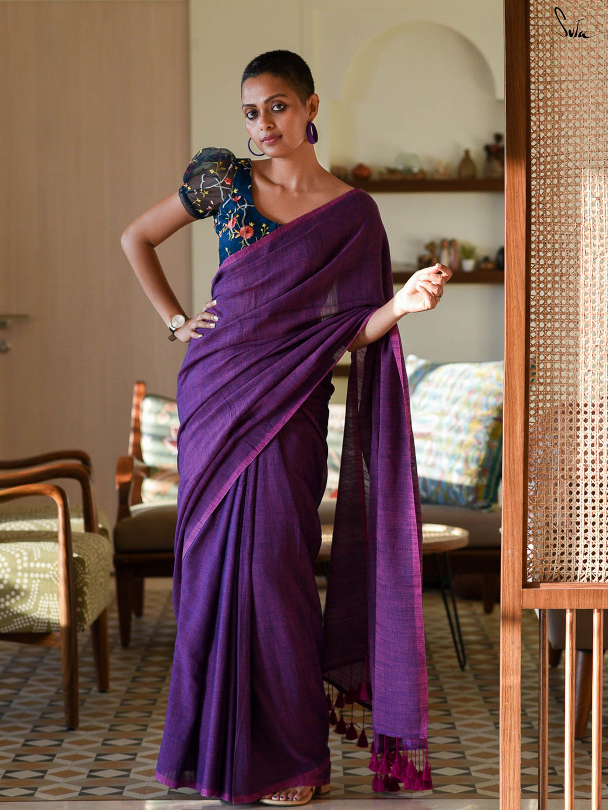 The Sky With Purple Saree