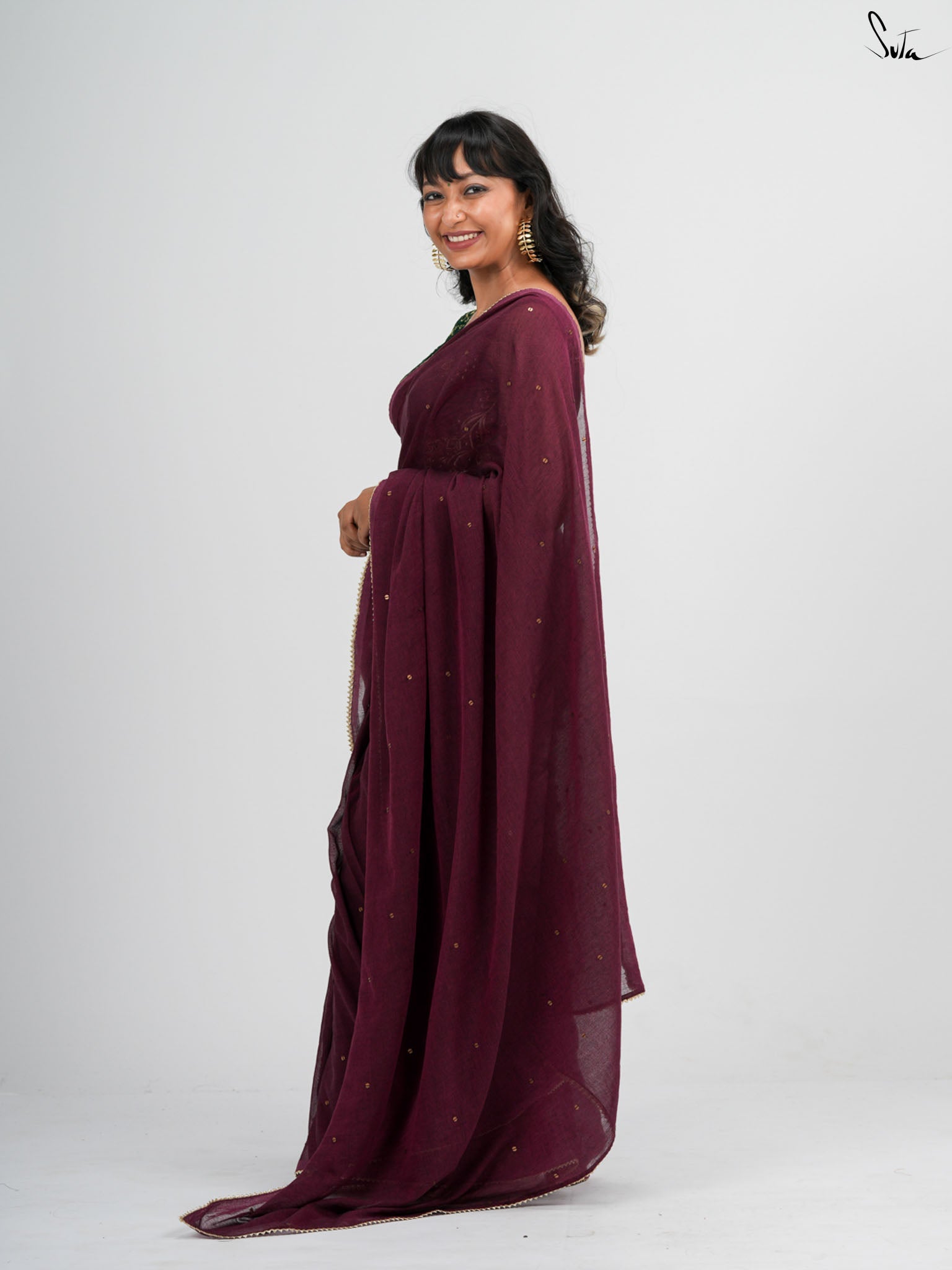 Maroon Trickle Saree