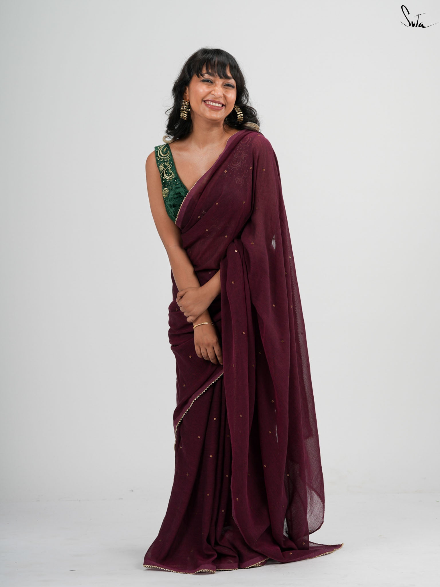 Maroon Trickle Saree