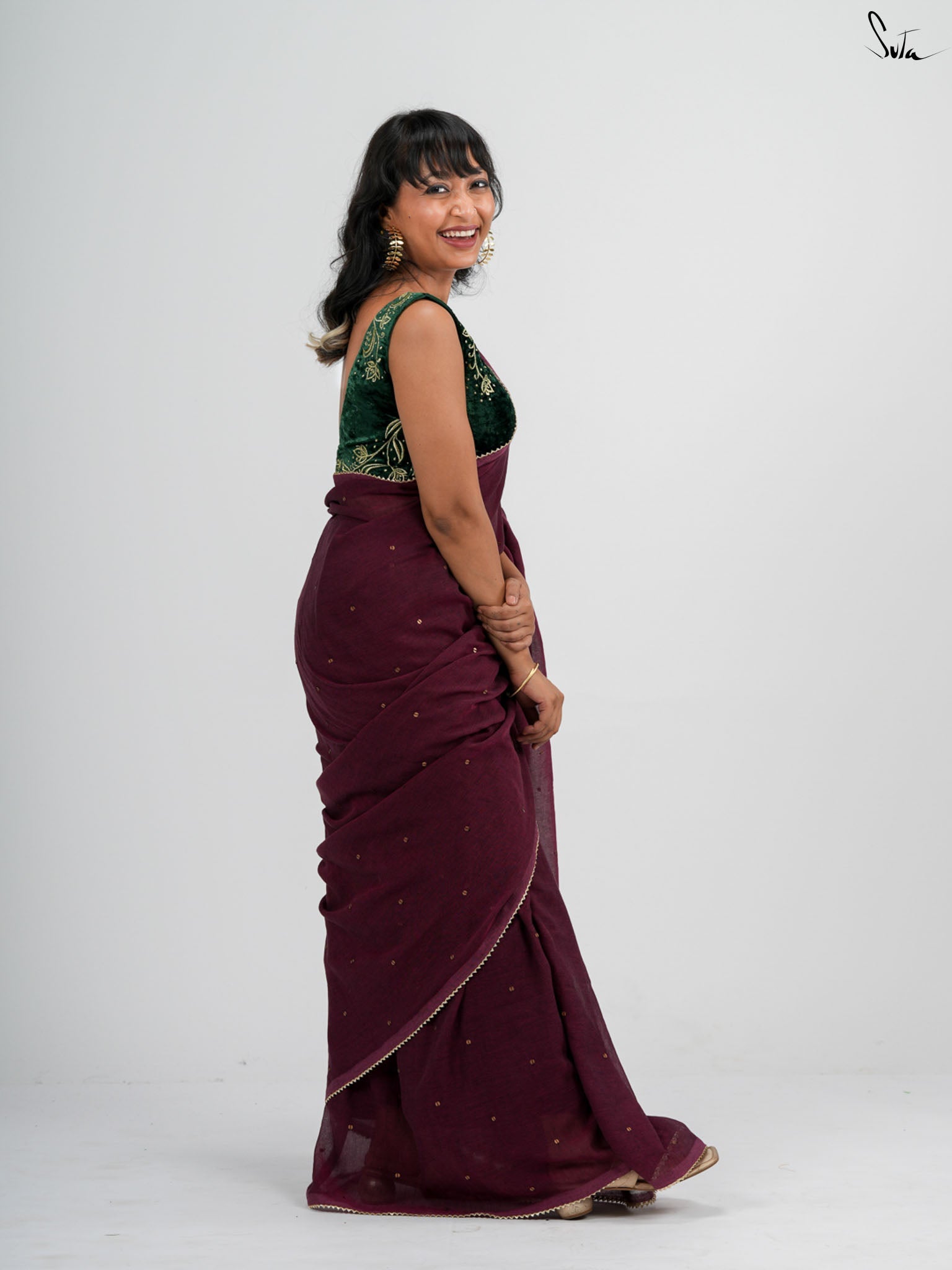 Maroon Trickle Saree