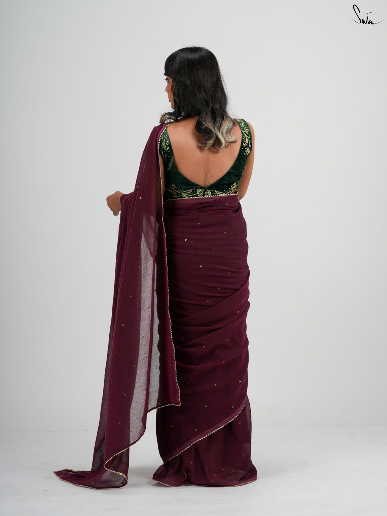 Maroon Trickle Saree