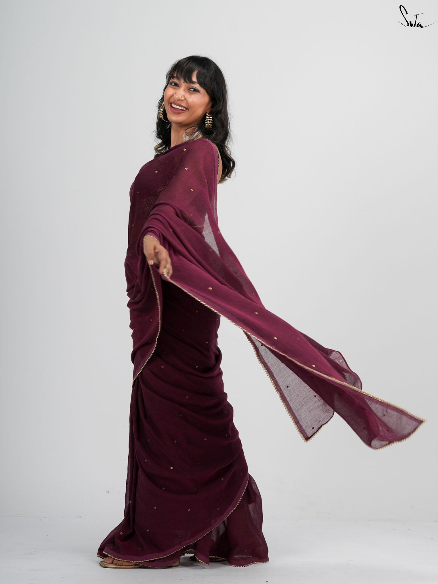 Maroon Trickle Saree
