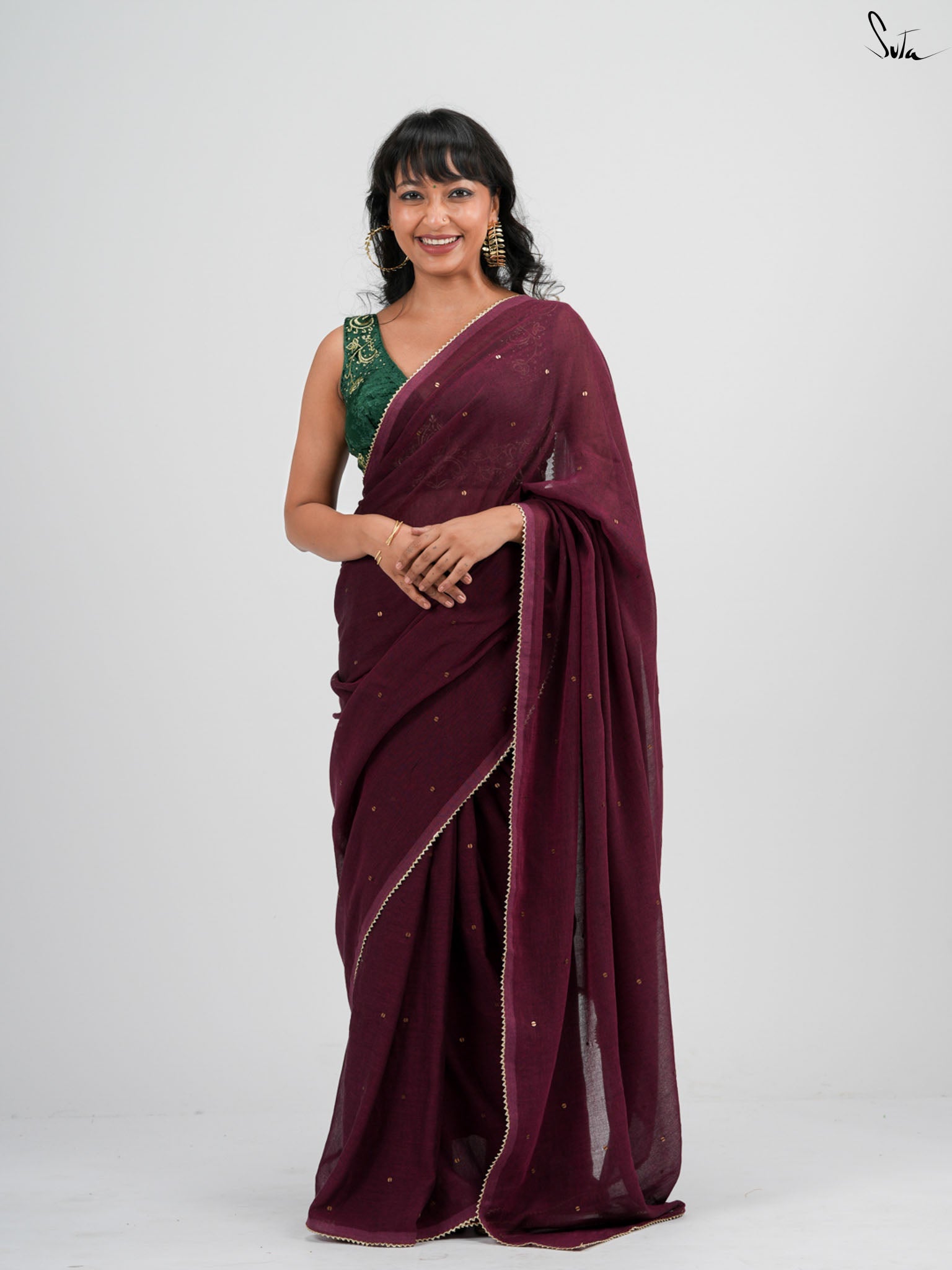 Maroon Trickle Saree