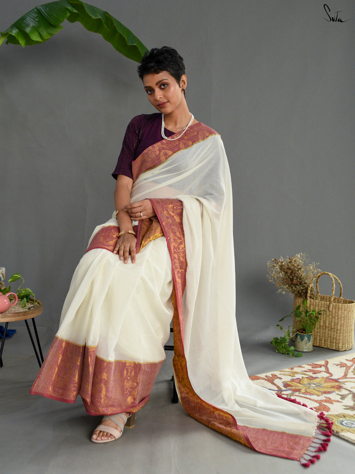Snow Zari Saree