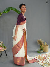 Snow Zari Saree