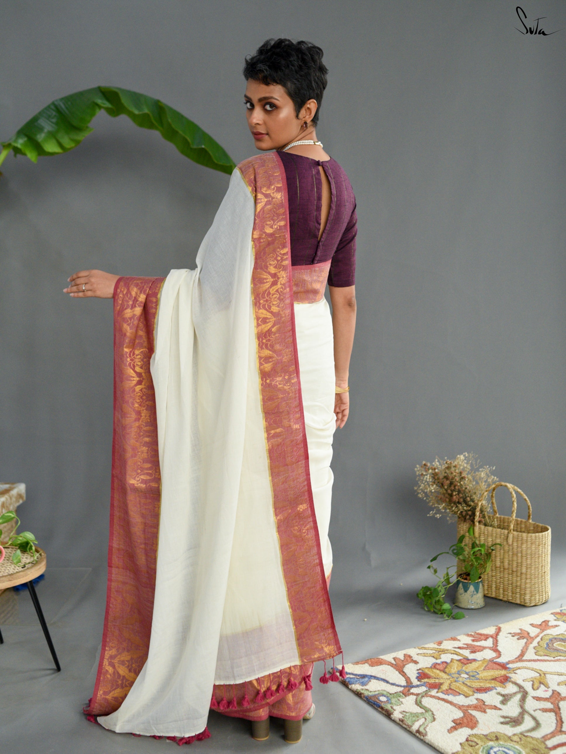 Snow Zari Saree
