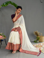 Snow Zari Saree