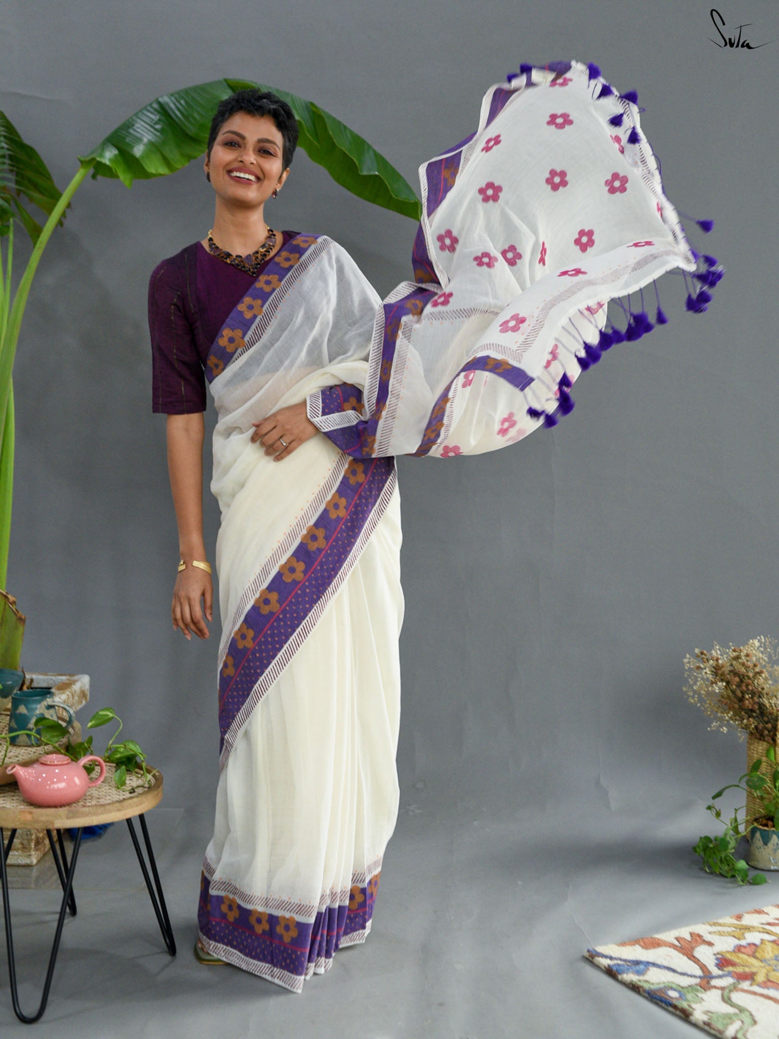 Safed Fulwari Saree