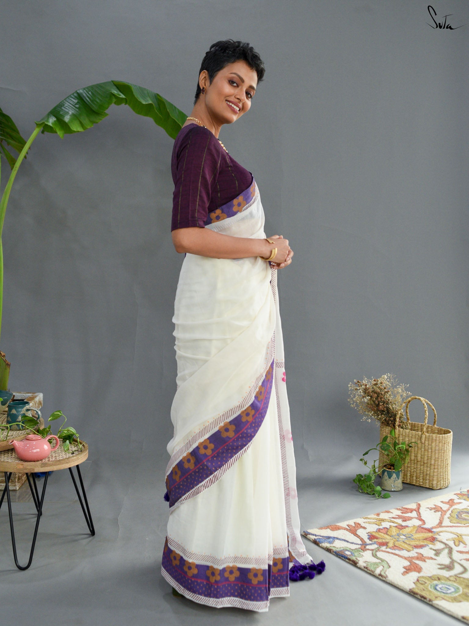 Safed Fulwari Saree