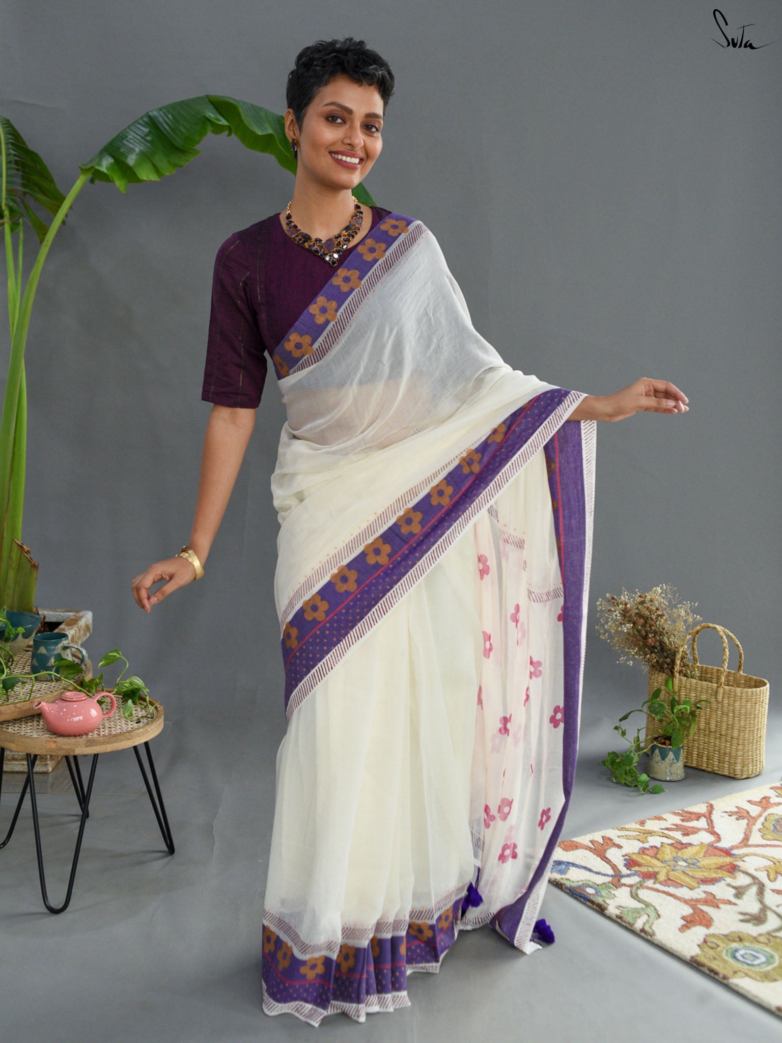 Safed Fulwari Saree