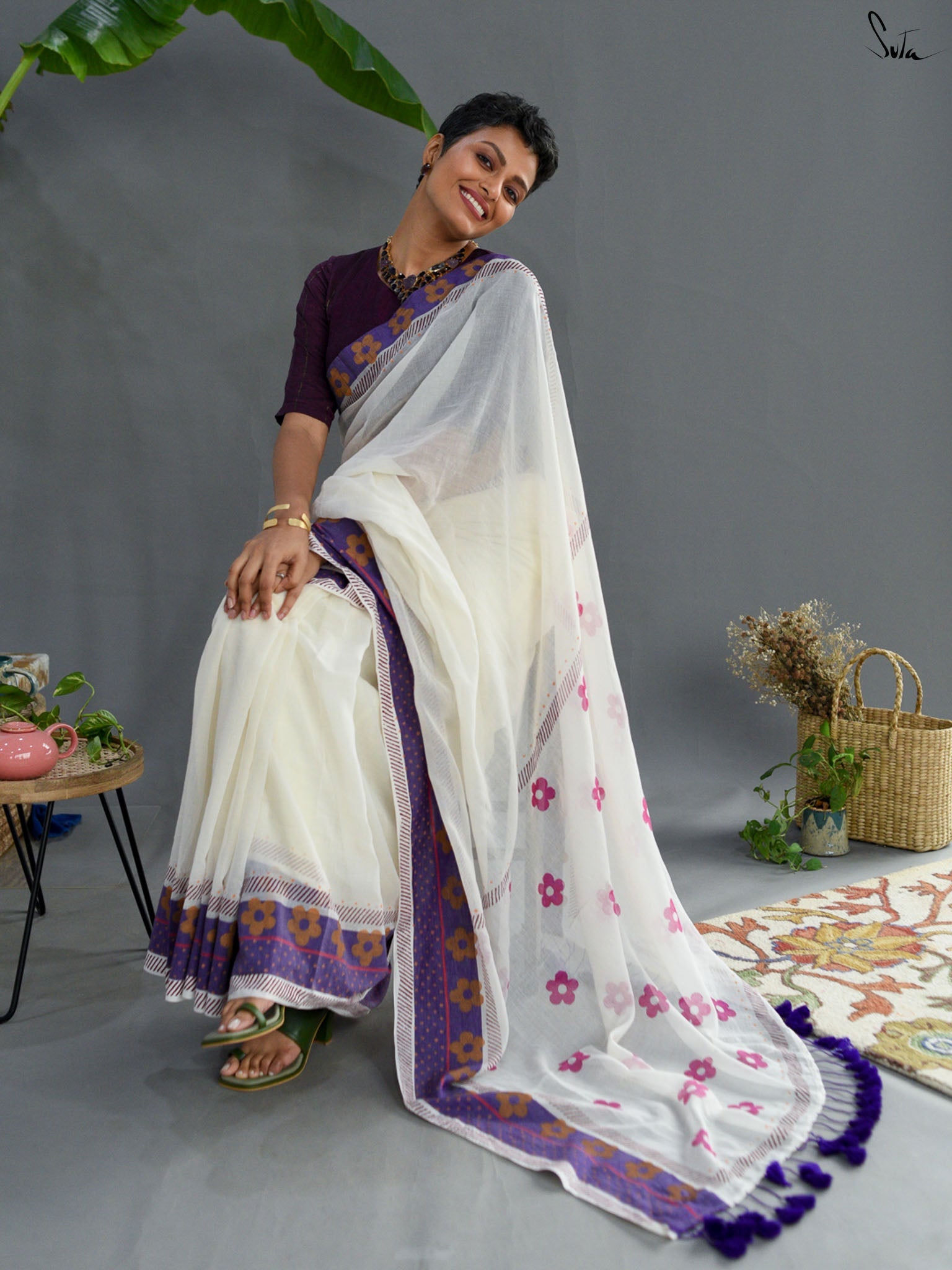 Safed Fulwari Saree
