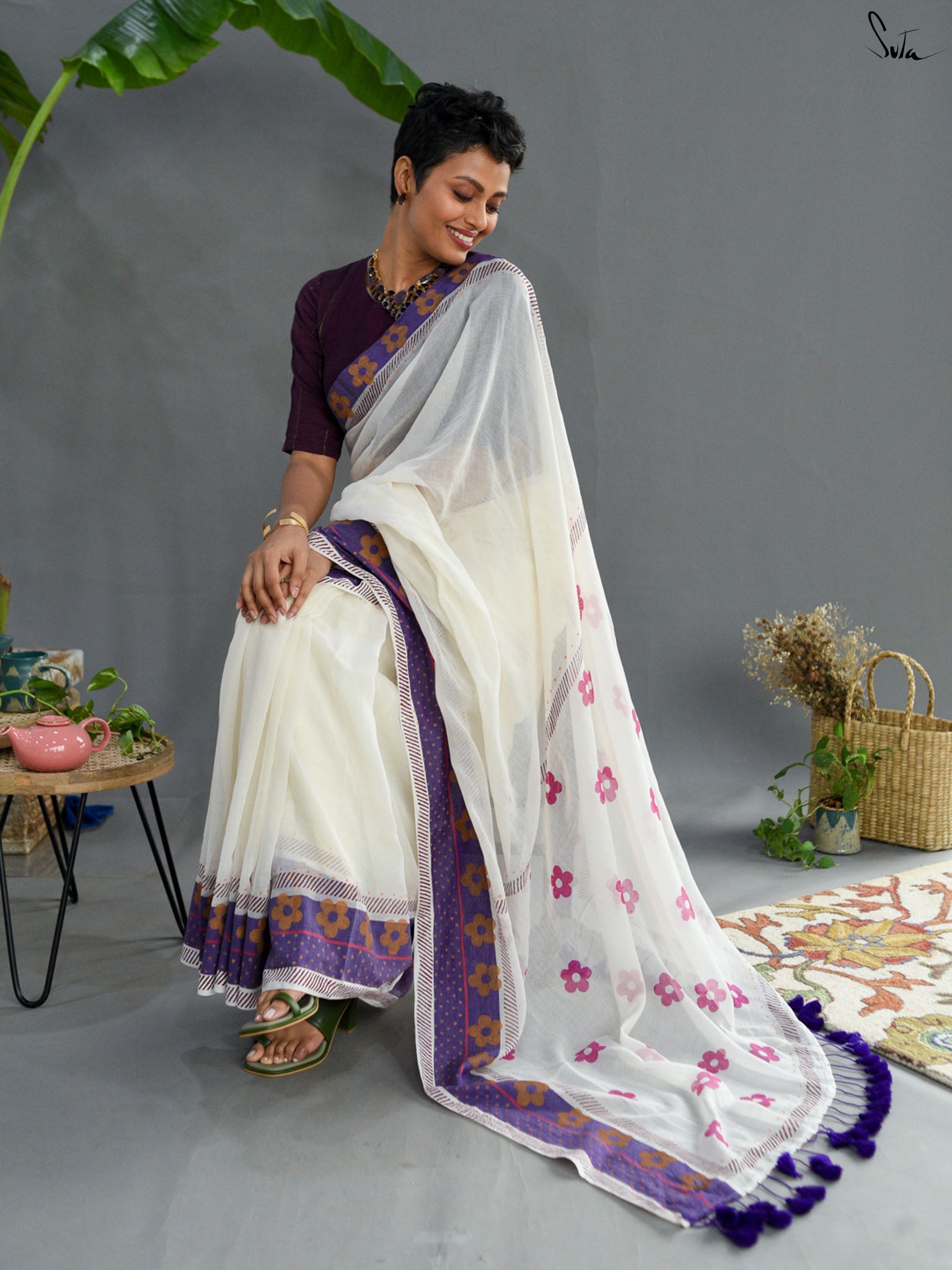 Safed Fulwari Saree
